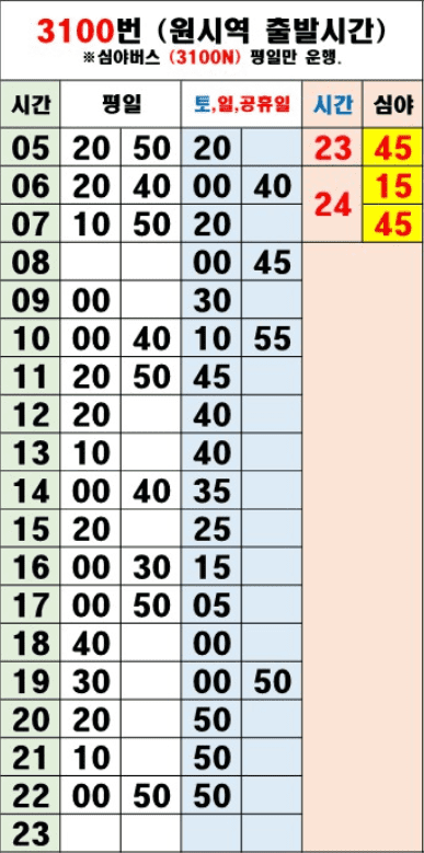 3100번 시간표