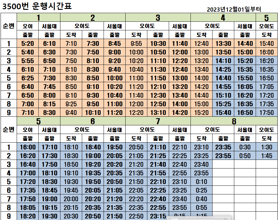 3500번 시간표