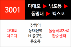 3001번 급행버스 노선
