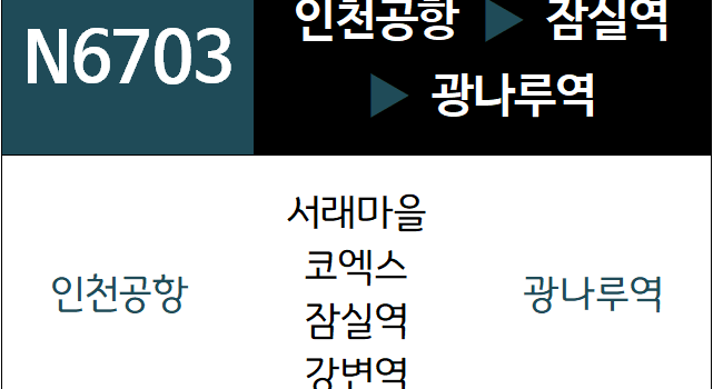 N6703번 심야공항버스 노선