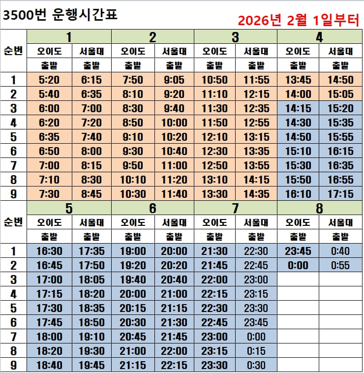 3500번 시간표