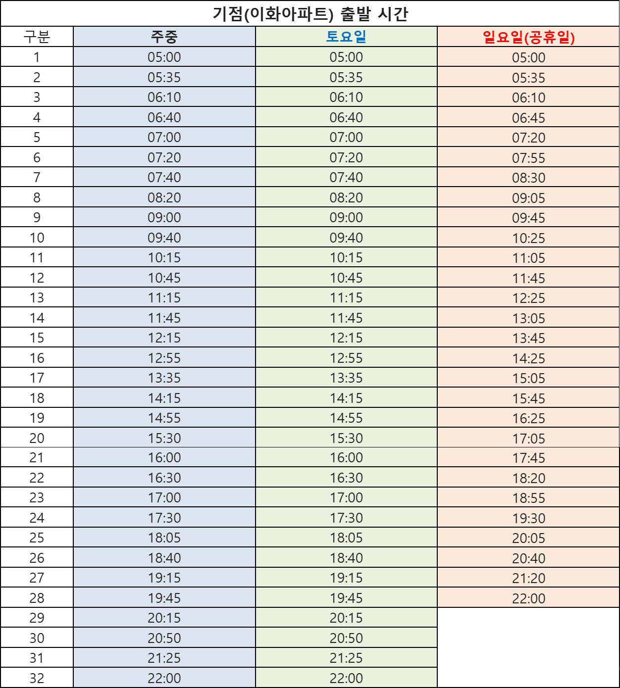 3303번 광역버스 시간표